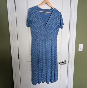 L.L. Bean Blue Floral Midi Dress